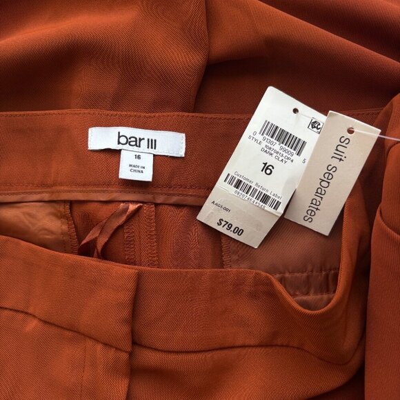 Bar III Women's Dark Clay Colored Mid-Rise Straight Leg Dress Pants NWT - Picture 7 of 8